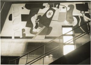 Aviation: Evolution of Forms Under Aerodynamic Limitations, 1935–37, P141. Activities on the Field, from Aviation: Evolution of Forms Under Aerodynamic Limitations, north wall of the second-floor foyer, Newark Administration Building. Photograph taken April 17, 1940. Gelatin silver print, 10 x 8 in (25.4 x 20.3 cm). Gift of Dorothy C. Miller, 1979; Collection of The Newark Museum of Art (79.851).