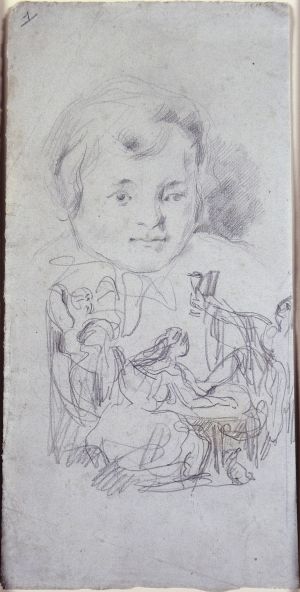 Portrait d'enfant et esquisse de personnages, c.1870–71, figure composition; c. 1875–76, the child (2261)