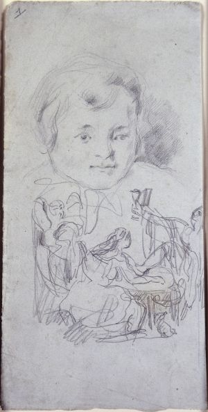 Portrait d'enfant et esquisse de  personnages, c.1870–71, figure composition; c. 1875–76, the child (2261)