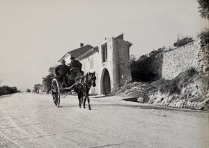 Groupe de maisons à Célony, c.1890 (FWN 1263). Detail of a photograph by Henry Ely, Charrette à Célony, c. 1895