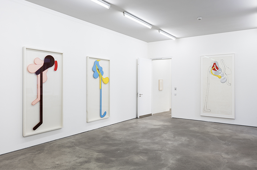 Installation photograph: Installation view of the Craig Kauffman: Works from 1962 - 1964 in Dialogue with Francis Picabia and Marcel Duchamp exhibition at Spr&uuml;th Magers, Berlin, Germany in April, 2016. Photo by Timo Ohler. Courtesy Spr&uuml;th Magers Gallery.
