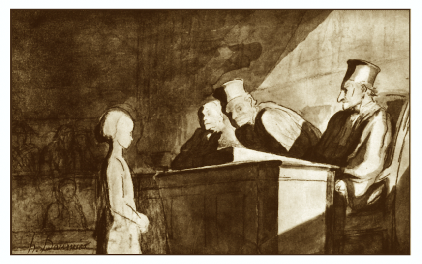 Honor&eacute; Daumier. Testimony of a Minor, c. 1860-65. Ink and gouache, 21.5 x 34.5 cm. Ny Carlsberg Glyptotek, Copenhagen.