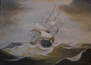 Three Master in Rough Seas (Watercolor), c.1856 (inv. 795)