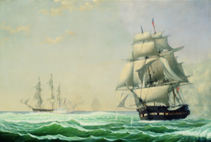 The United States Frigate "President" Engaging the British Squadron, 1815, 1850 (inv. 405)