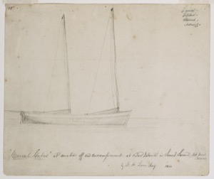 "General Gates" at Anchor off Our Encampment at Bar Island in Somes Sound, Mount Desert, Maine, 1850 (inv. 192)