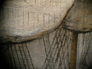 Boston Harbor, 1856 (inv. 203). Conservation photo (detail of sails and rigging right vessel)