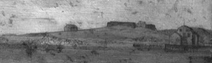 The Old Fort and Ten Pound Island, Gloucester, 1850s (inv. 28). Detail of infrared image shows the delicate contours around the land at right and rocks at the shoreline. – Marcia Steele