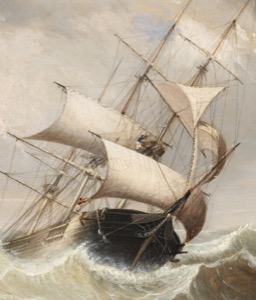 Three Master in Rough Seas, 1856 (inv. 4). Three Master in Rough Seas (detail of ship)