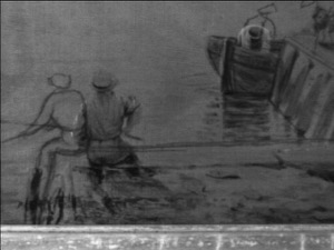 On the Wharves, Gloucester Harbor, 1847 (inv. 19). Infrared image (detail of additional figure in underdrawing)
