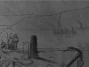 On the Wharves, Gloucester Harbor, 1847 (inv. 19). Infrared image (detail of moved bollard)