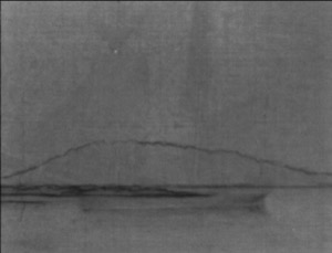 Watch House Point, 1860 (inv. 292). Infrared image (detail) showing no underdrawing for boat.