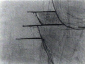 New England Harbor at Sunrise, c.1850 (inv. 27). Infrared image (detail)