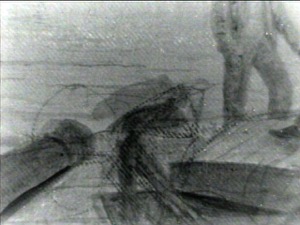 New England Harbor at Sunrise, c.1850 (inv. 27). Infrared image (detail)