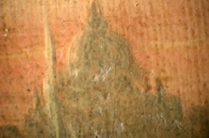 Boston Harbor, c.1850 (inv. 48). Microscope image (detail of State House)