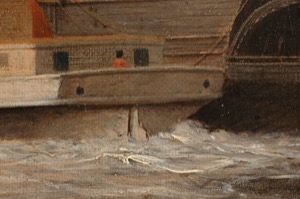 New York Harbor, c.1855 (inv. 46). Conservation photo from the Cleveland Museum (detail)