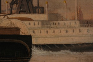 New York Harbor, c.1855 (inv. 46). Conservation photo from the Cleveland Museum (detail)