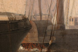New York Harbor, c.1855 (inv. 46). Conservation photo from the Cleveland Museum (detail)