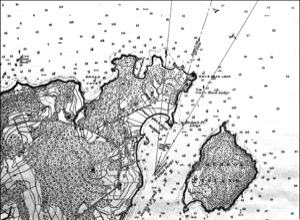 Owl's Head from the South, 1851 (inv. 131). Viewpoint chart showing Lane's location when making this image