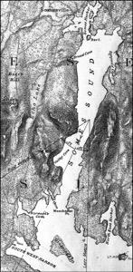 Somes Sound, Looking Southerly, 1850 (inv. 178). Viewpoint chart showing Lane's location when making this image