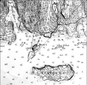 Near Southeast View of Bear Island, 1855 (inv. 135). Viewpoint chart showing Lane's location when making this image