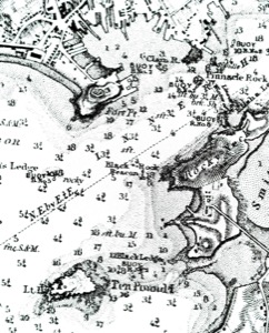 View from Rocky Neck, Gloucester, 1850s (inv. 137). Chart with detail of "Black Rock"