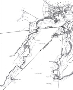 View from Rocky Neck, Gloucester, 1850s (inv. 137). Viewpoint map for Inv. 137