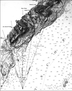 Camden Mountains from the Graves, 1855 (inv. 172). Viewpoint chart showing Lane's location when making this image