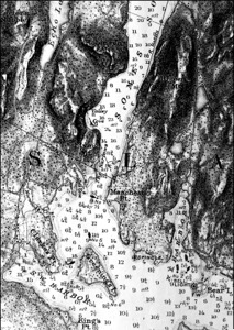 Looking Westerly from Eastern Side of Somes Sound near the Entrance, 1855 (inv. 180). Viewpoint chart showing Lane's location when making this image