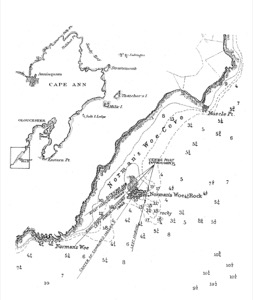 Norman's Woe Rock, n.d. (inv. 284). Viewpoint chart for inv. #284
U.S. Coast Survey charts of Gloucester Harbor and Cape Ann region