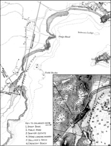 Fresh Water Cove from Dolliver's Neck, Gloucester, Early 1850s (inv. 45). Viewpoint chart showing Lane's location when making this image