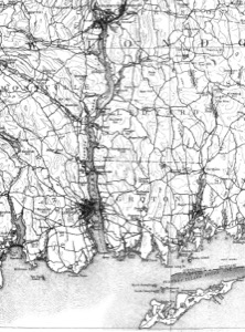 View of Norwich, from the West Side of the River, 1849 (inv. 454). Map of eastern Connecticut and Thames River. Norwich at center near top margin. U.S. Geological Survey.
