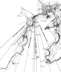 Gloucester Outer Harbor, from the Cut, 1850s (inv. 109). Viewpoint map showing Lane's location when making this drawing.
