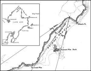Norman's Woe, Gloucester Harbor, 1862 (inv. 1). Viewpoint chart showing Lane's location when making this image