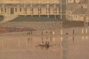 Gloucester Harbor, 1852 (inv. 38). Gloucester Harbor (detail showing Pavilion Hotel, small rowing boat, and figures on the beach)
