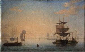 Harbor of Boston, with the City in the Distance, c.1846–47 (inv. 88). Harbor of Boston, with the City in the Distance (with raking light to show surface details and texture)