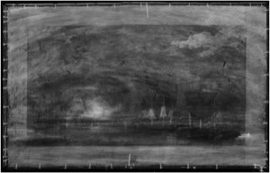 Harbor of Boston, with the City in the Distance, c.1846–47 (inv. 88). Harbor of Boston, with the City in the Distance (using x-radiography)