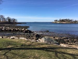 View from Kettle Cove, Manchester-by-the-Sea, 1847 (inv. 94). Present-day view of Kettle Cove, with Baker's Island in view, Manchester, Mass.