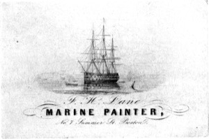 Business Card Printing Plate, c.1841 (inv. 579). Scan of recent impression of etched copper printing plate in possession of Cape Ann Historical Society