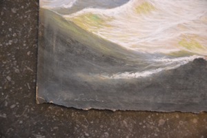 Three Master in Rough Seas (Watercolor), c.1856 (inv. 795). Detail of signature F.H. Lane on lower left