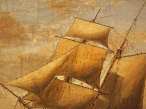 Two Ships in Rough Seas, 1847 (inv. 34). detail showing painting technique