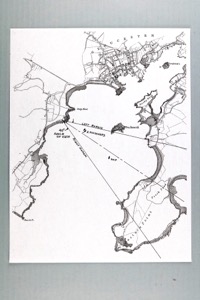 Beached for Repairs, c.1847–48 (inv. 558). Viewpoint chart showing Lane's location when making the image