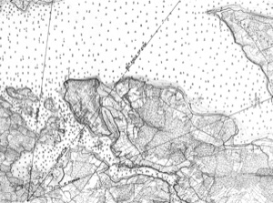 Castine from Wasson's Hill, Brooskville, Maine, 1850 (inv. 346). Viewpoint diagram showing Lane's location when making the drawing