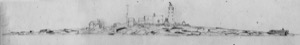 North Westerly View of Mount Desert Rock, 1852 (inv. 176). Digital reconstruction combining the two segments of Lane's drawing inv.176