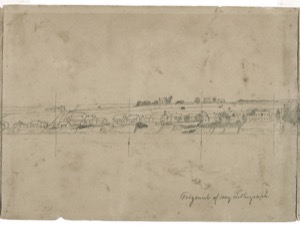 Castine from Hospital Island, 1855 (inv. 166). Detail: third from left sheet of drawing (2 of 5)