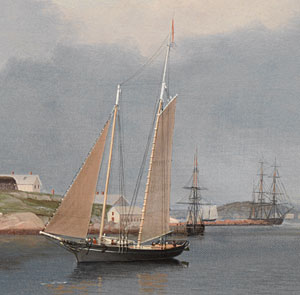 Gloucester Harbor, 1852 (inv. 38). Gloucester Harbor (detail of sharpshooter fishing schooner)