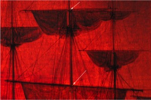Boston Harbor, c.1850 (inv. 48). Boston Harbor (detail under transmitted light)