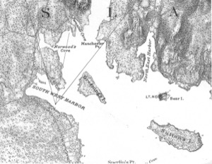 Southwest Harbor, Mount Desert, 1852 (inv. 184). Viewpoint chart (detail)