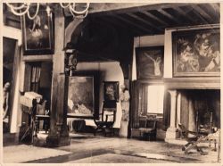 The Calvaire hanging above the window left to the fireplace in the studio at Chateau de La Motte Thoury-Ferrottes (old photograph, private archives, Paris).