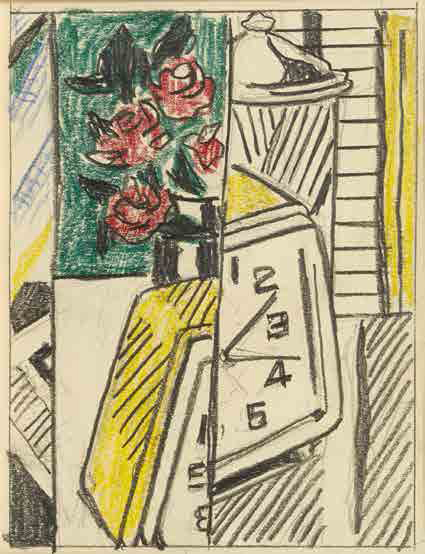 Artwork: Still Life with Clock and Roses (Study), 1975 (RLCR 2414)  Image of full sheet not available
