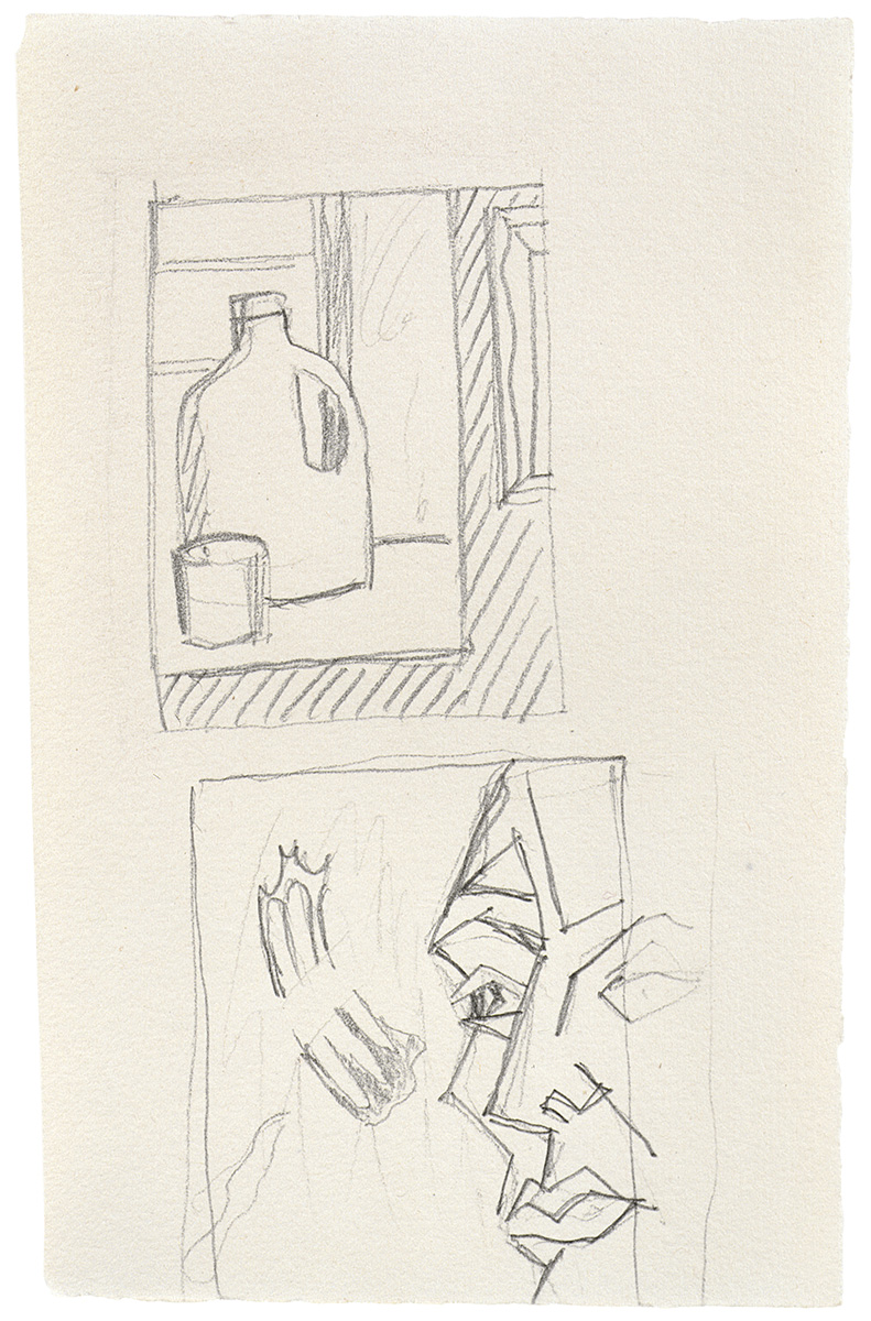 Artwork: Paintings: Still Life and Stretcher Frame and Expressionist Head (Studies), 1982–83 (RLCR 3172)